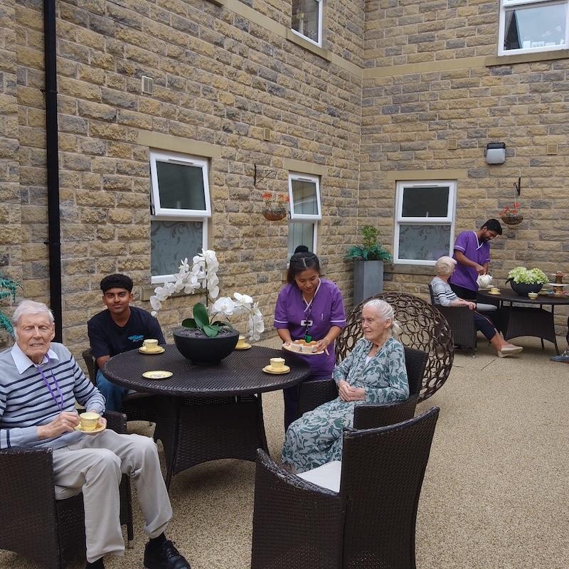residents in the courtyard area